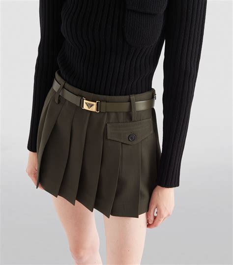 prada wool mini skirt|Prada Pleated Gabardine Miniskirt .